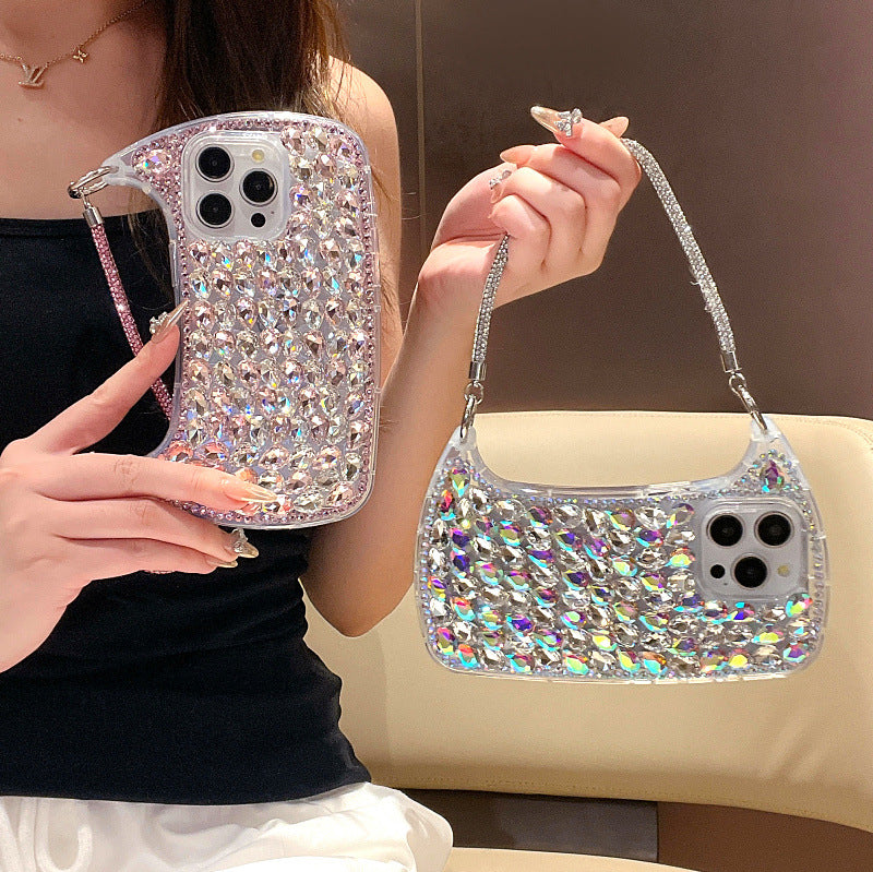Three-dimensional Glass Rhinestone Small Handbag iPhone Cover