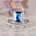 Sea Blue Zircon Engagement Wedding Ring - Viexta