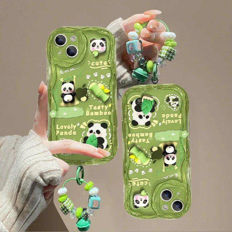 Drop-resistant Cute Panda Doll Pendant iPhone case - Viexta