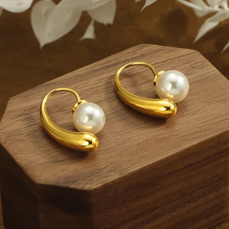 Pearl Water Drop Ear Hoop - Viexta