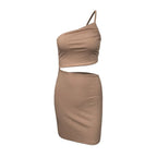 Niche Shoulder Drawstring Dress - Viexta