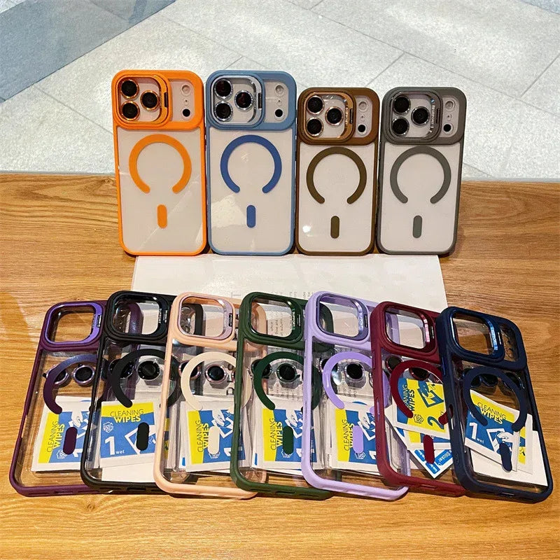 Hardware Lens Bracket Transparent Magnetic iPhone Case - Viexta
