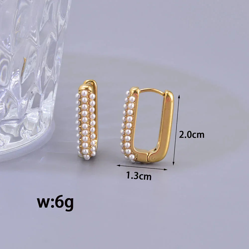 18k Gold-plated Square Inlaid Earrings - Viexta