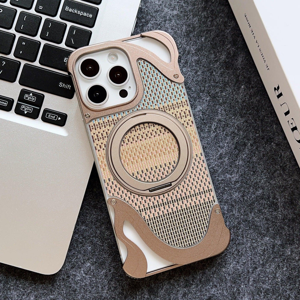 Frameless Heat Dissipation Armor Magnetic Bracket Metal iPhone Case - Viexta