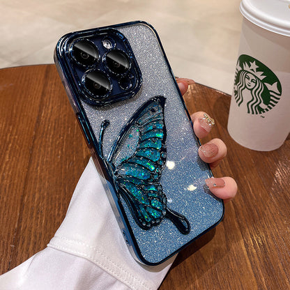 Shatter-proof Quicksand Butterfly iPhone Case