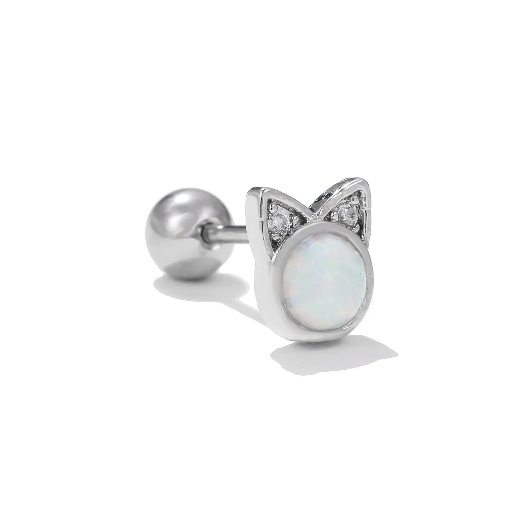 Colorful Opal Titanium Steel Stud Earrings - Viexta