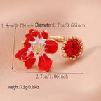 Zircon Ring Open Flower Index Finger Ring - Viexta