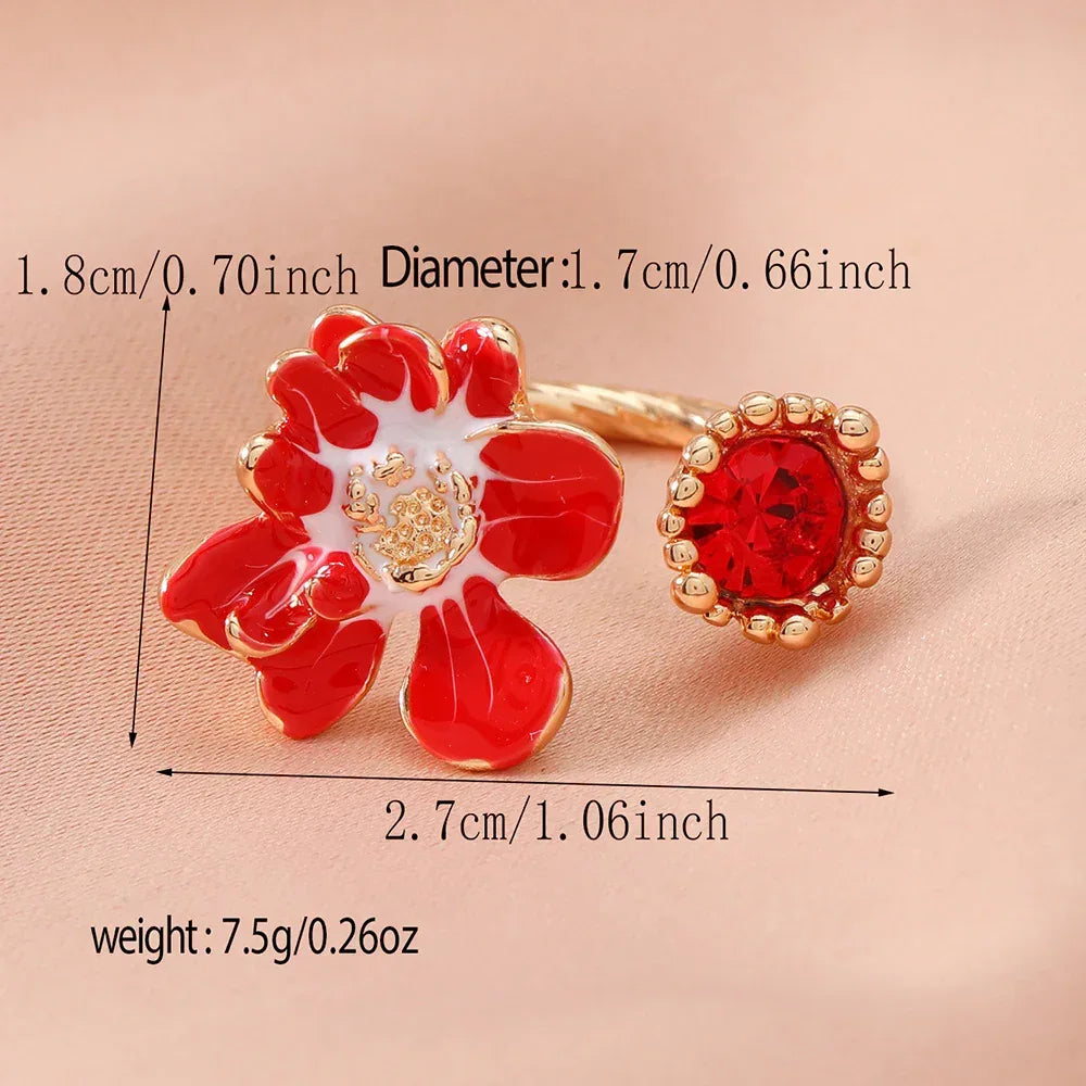 Zircon Ring Open Flower Index Finger Ring - Viexta