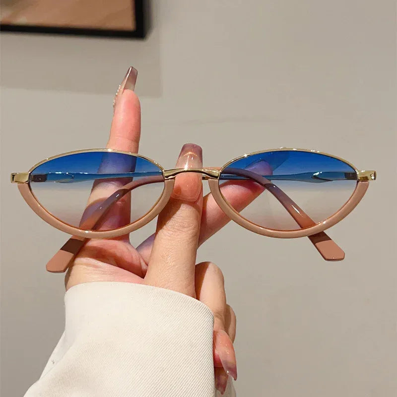 Triangle Cat's Eye Metal Small Frame Sunglasses - Viexta