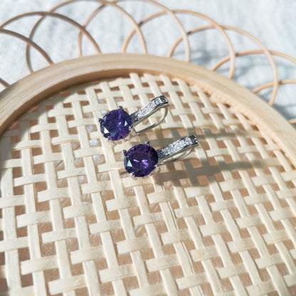 Sterling Silver Ear Hook Purple Earring