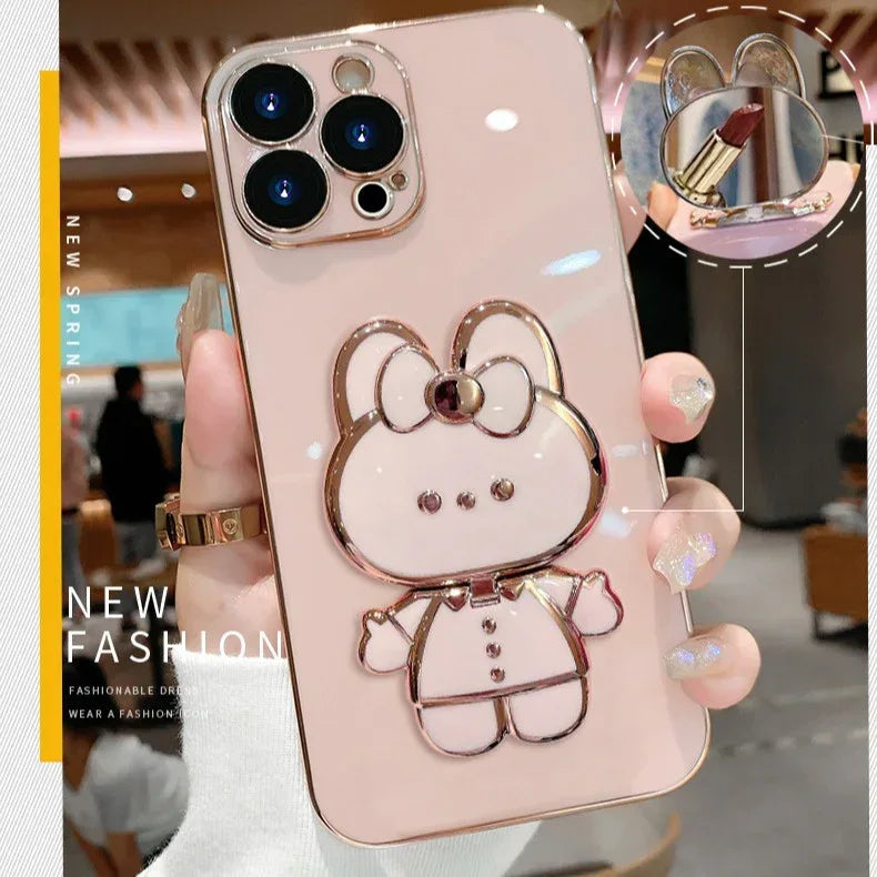 Creative Cartoon Rabbit Stand Mirror Phone Case - Viexta