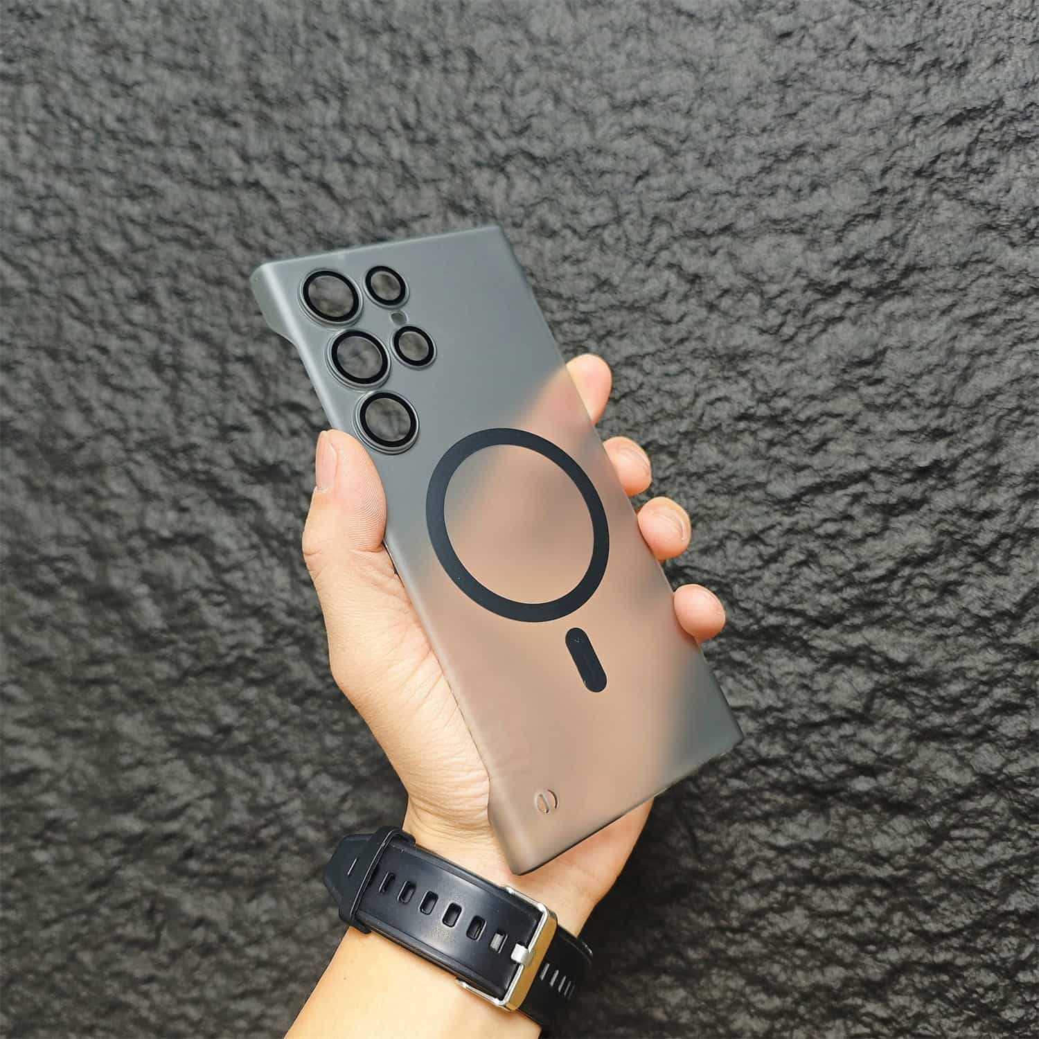 Frameless Magnetic Suction Lens Protector Frosted Samsung Case