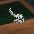 Micro-inlaid Shiny Leaves Open Ring - Viexta