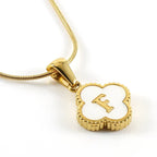 Stainless Steel Clover Shell Letter Pendant with Chain - Viexta