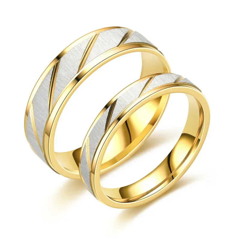 Diagonal 18K Titanium Steel Ring - Viexta