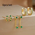 Women's Inlaid Zircon 18K Gold 6-piece Set Trendy Earrings - Viexta