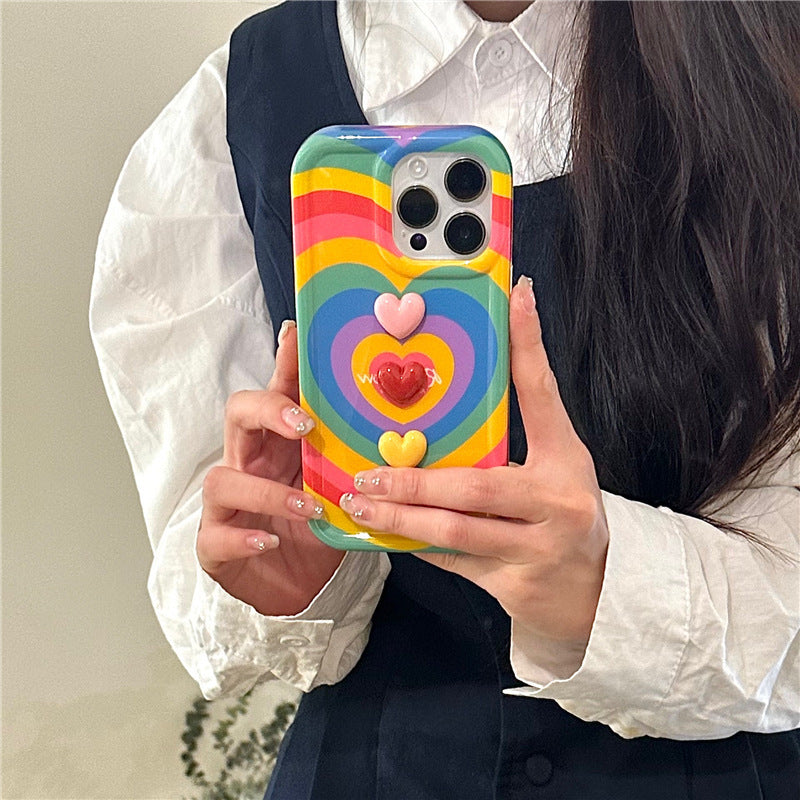 Rainbow Three-dimensional Love Drop-resistant IPhone Case