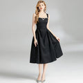 Rhinestone French Slim Fit Waist Dress - Viexta