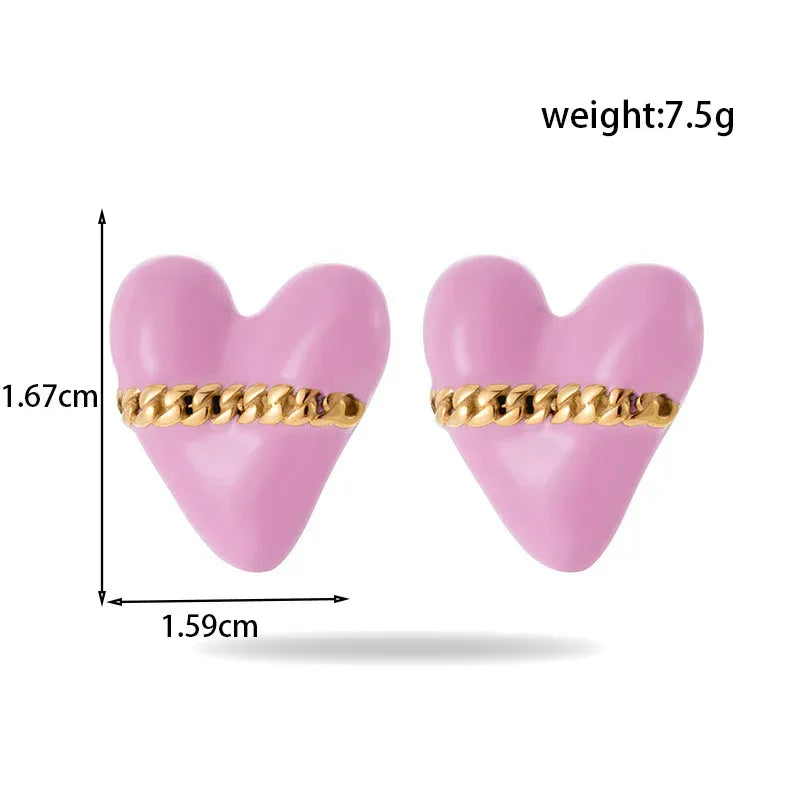 Titanium Heart-shaped Round Studs - Viexta