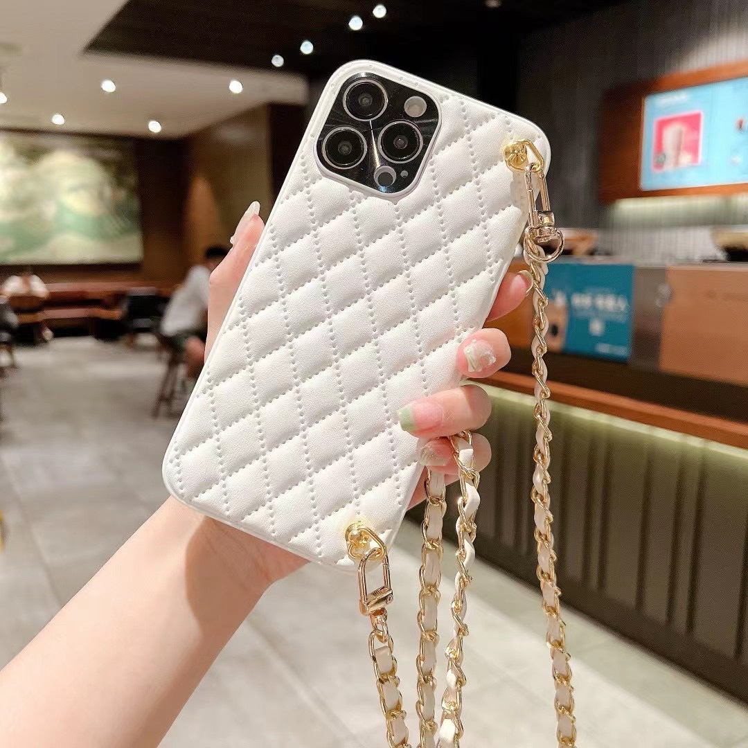 Diamond Plaid Crossbody iPhone Protective Case