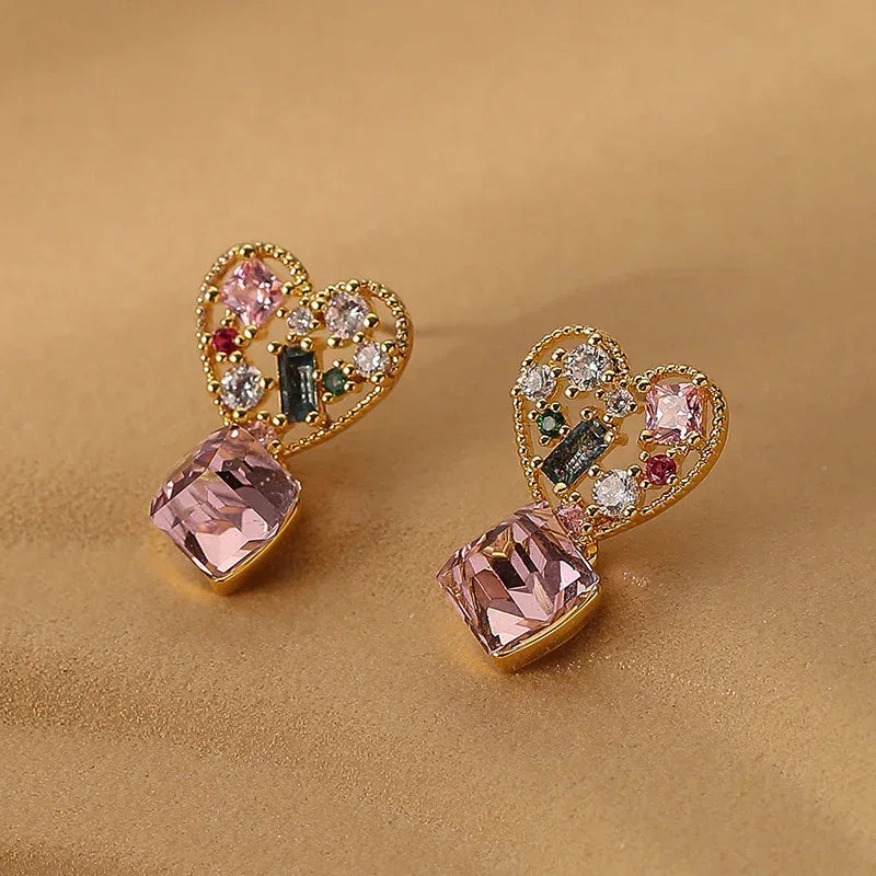 Retro Love Zircon Earrings - Viexta