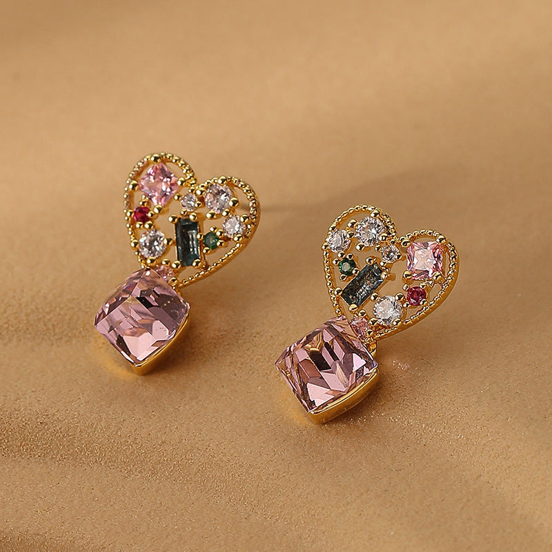 Retro Love Zircon Earrings