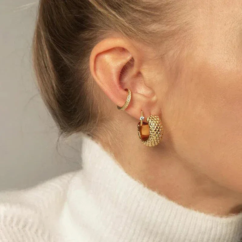 Round Rhinestone Earrings - Viexta