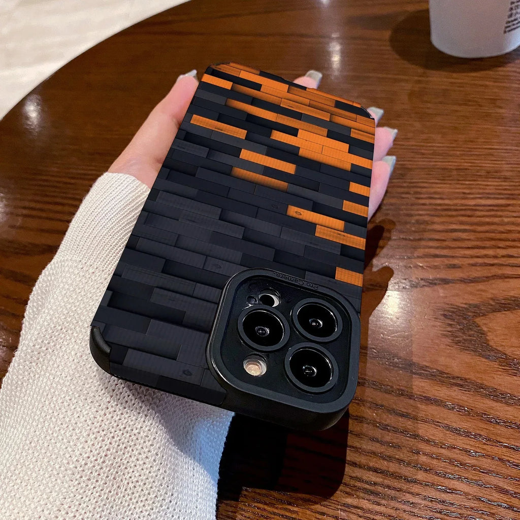 orange-black-stitching-iphone-case - Viexta