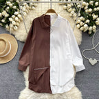 Idle Style Mid-length Color Matching Shirt - Viexta