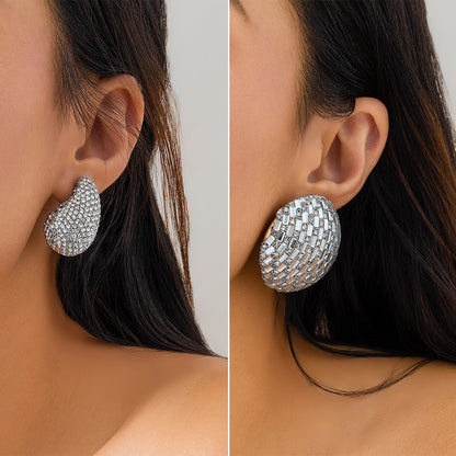 Rhinestone Retro Drop Ear Studs