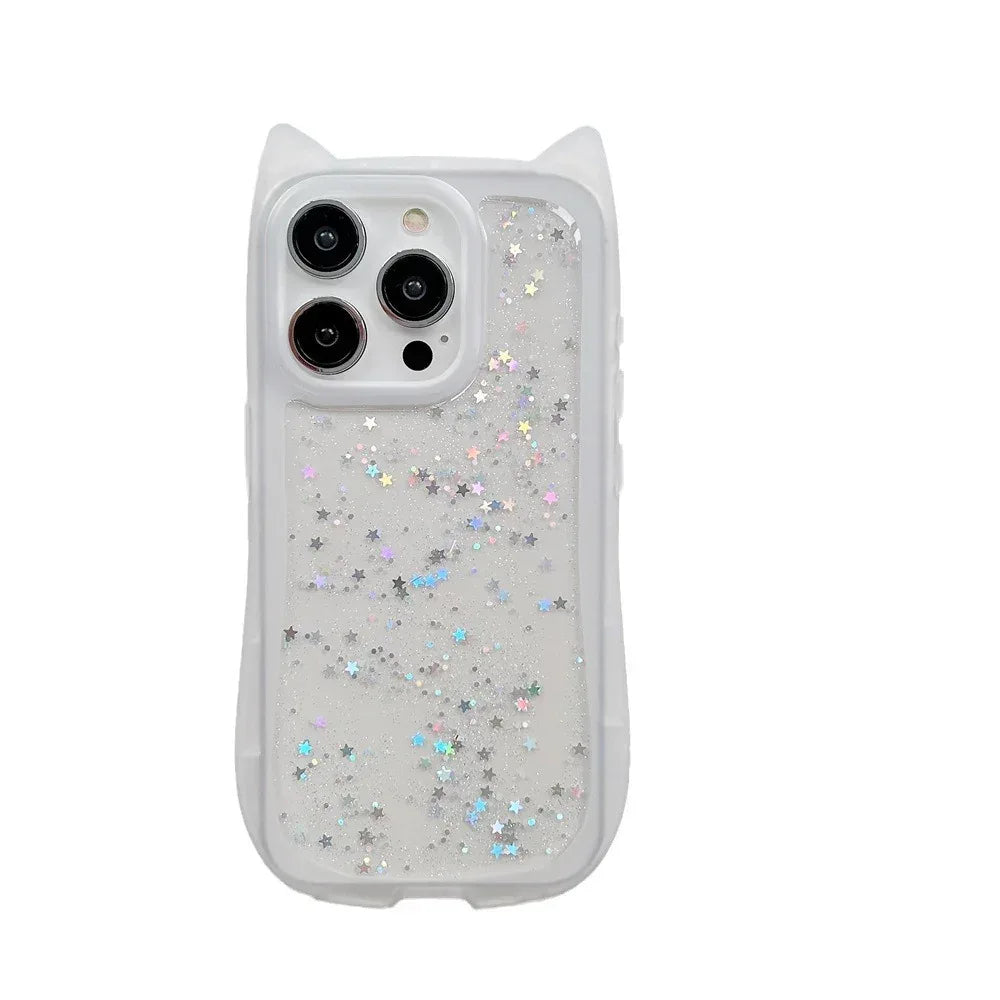 three-dimensional-cat-ears-epoxy-glitter-iphone-case - Viexta