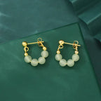 Retro Green Beads String Stud Earrings - Viexta