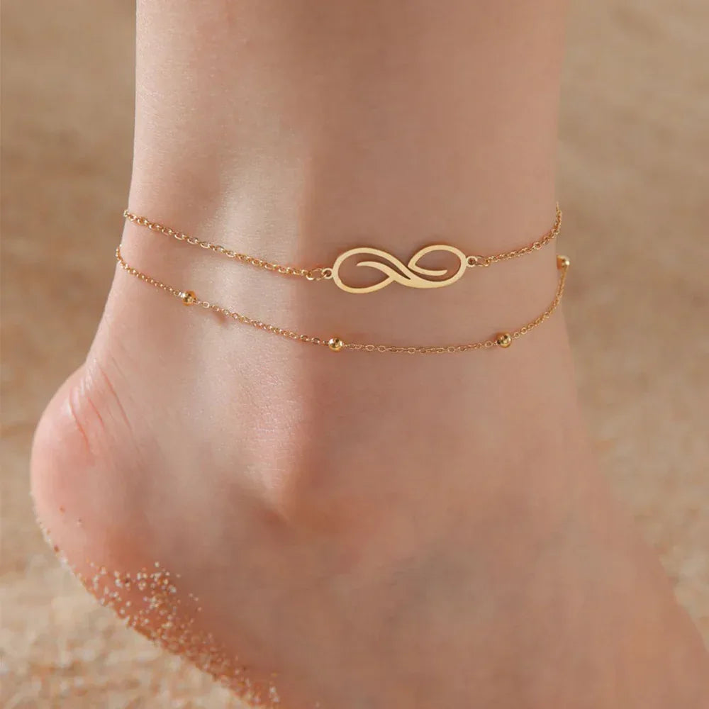 bohemian-infinite-stainless-steel-double-layer-anklet - Viexta