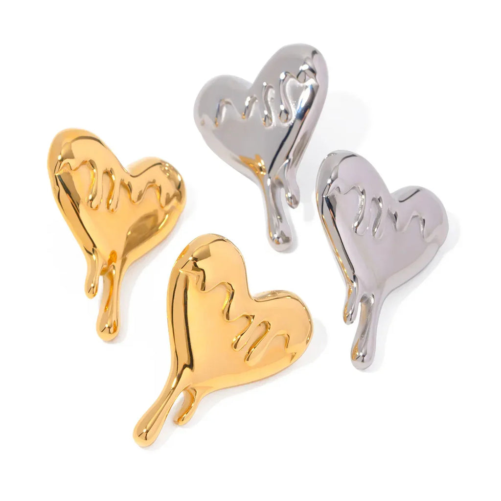 18K Melting Love Heart Earrings - Viexta