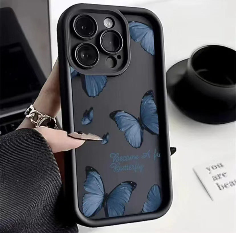 Blue Butterfly Edging Drop-resistant iPhone Case