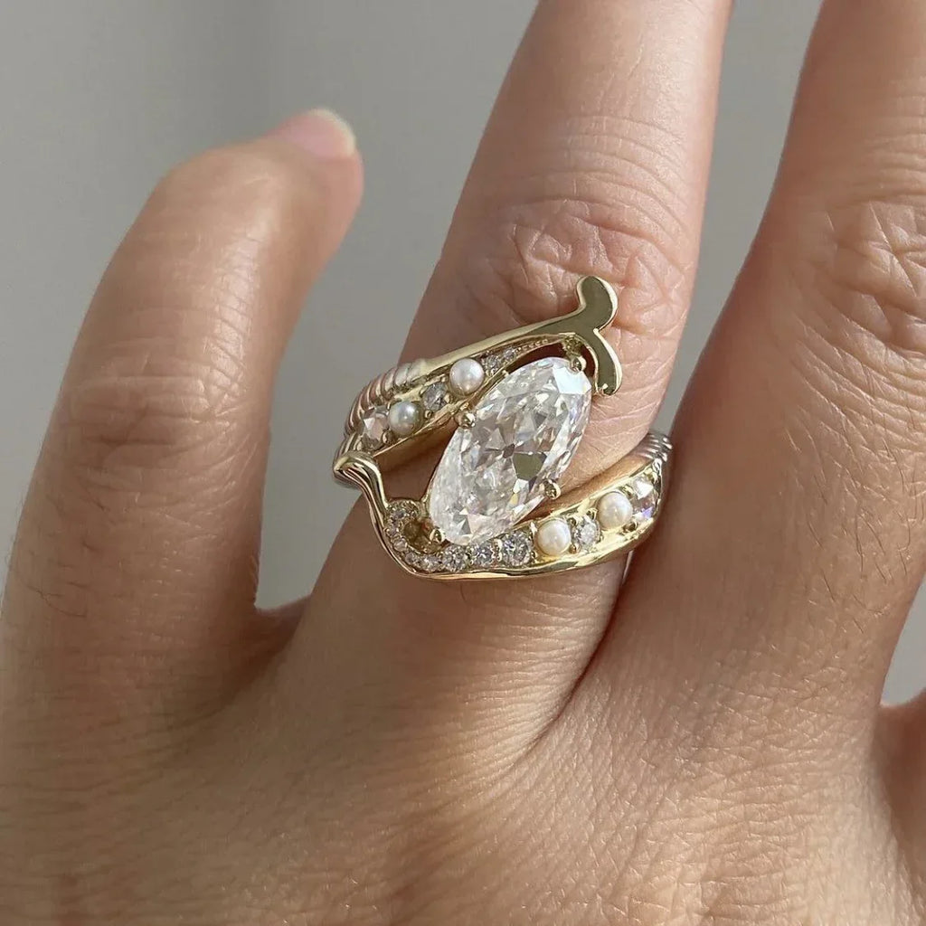 Inlaid Pearl Zircon Ring - Viexta