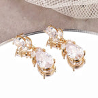 Water Drop Studded Zircon Earrings - Viexta