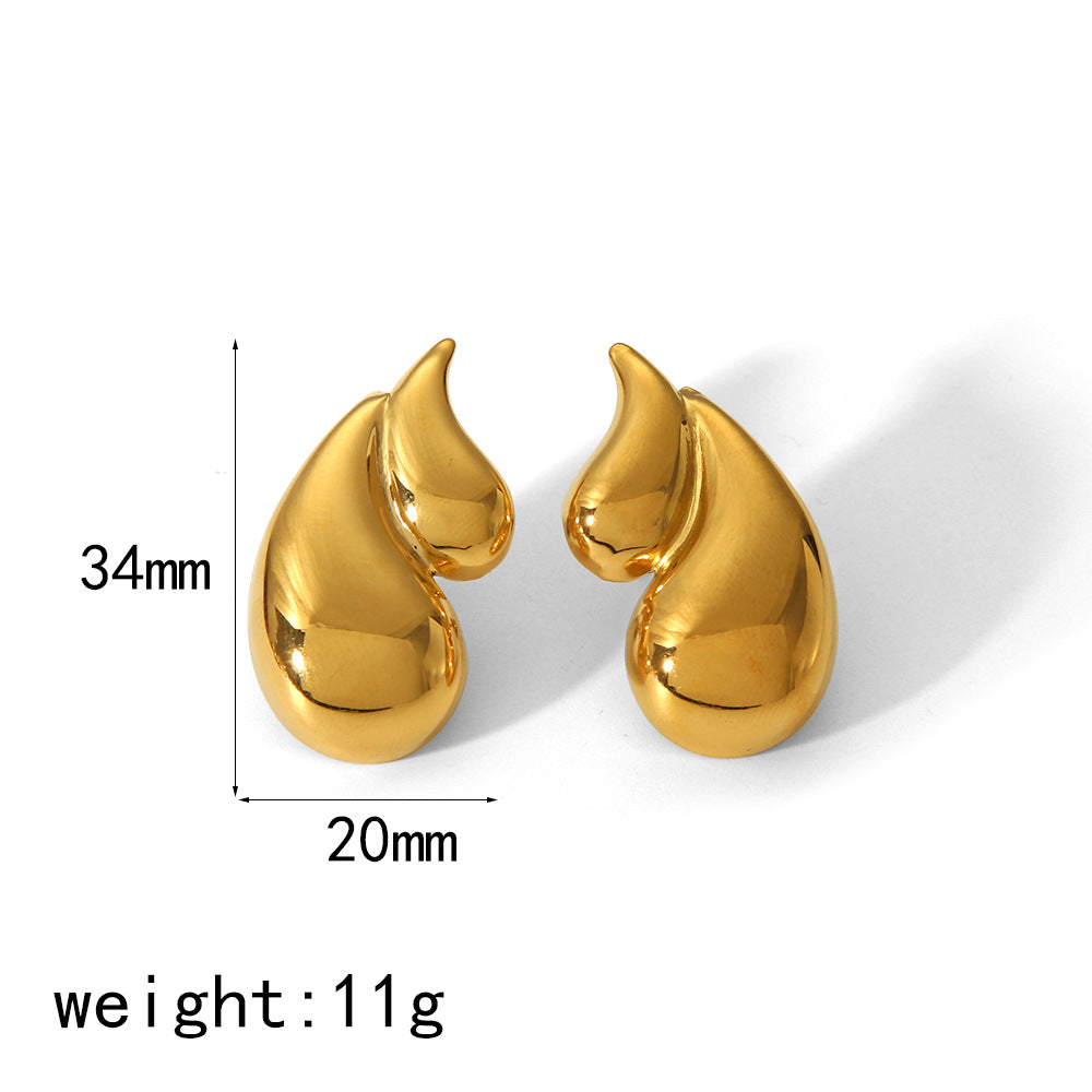 18K Double-layer Water Drop Stainless Steel Earrings