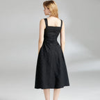 Rhinestone French Slim Fit Waist Dress - Viexta