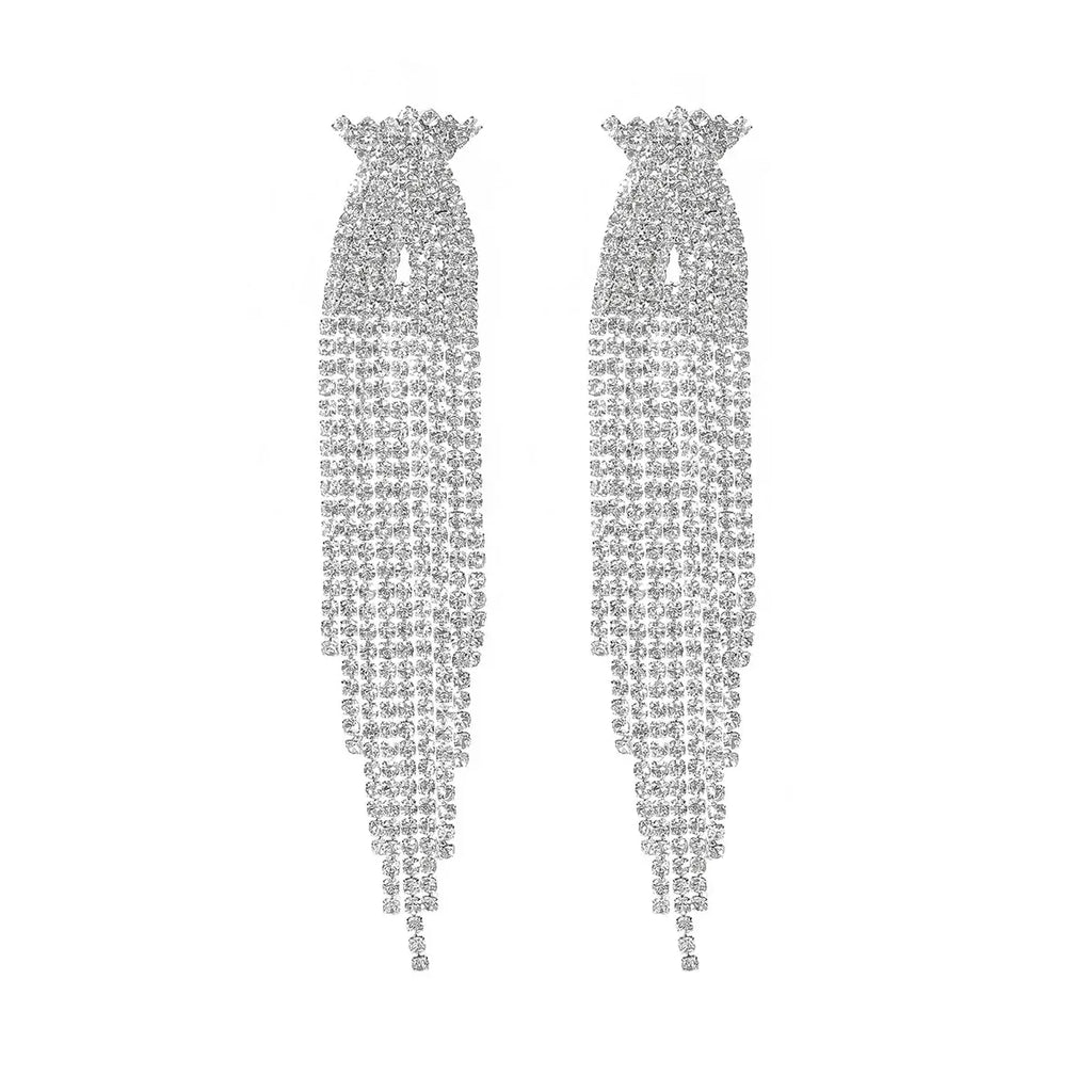 luxury-sparkling-full-rhinestone-long-fringe-earrings - Viexta