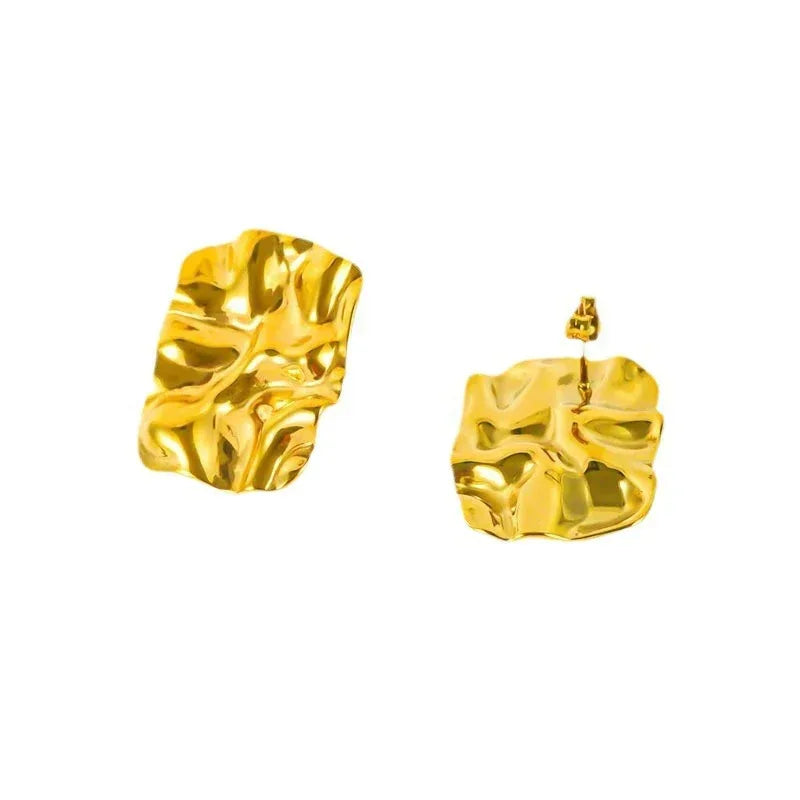 Titanium Steel Irregular Pleated Hammer Pattern Ear Clip - Viexta