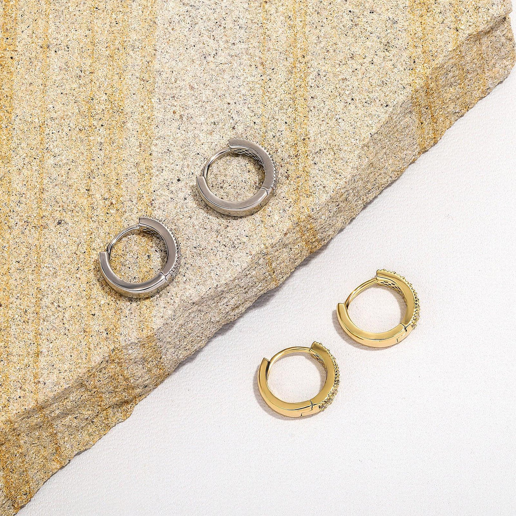 Curvy Inlaid Round Zircon Studs - Viexta