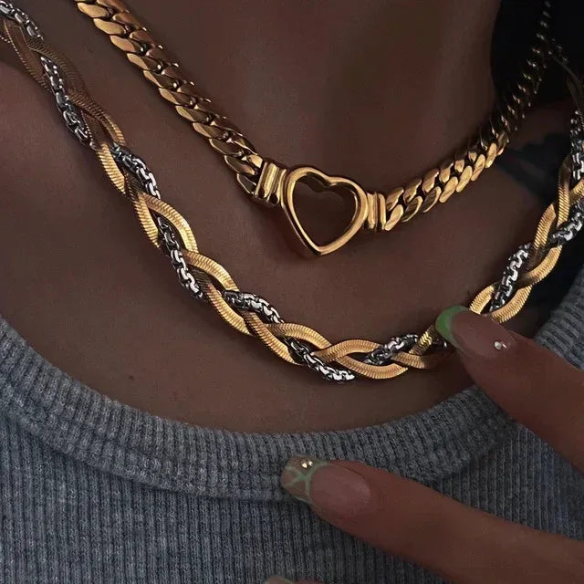 Titanium Steel Snake Woven Necklace - Viexta