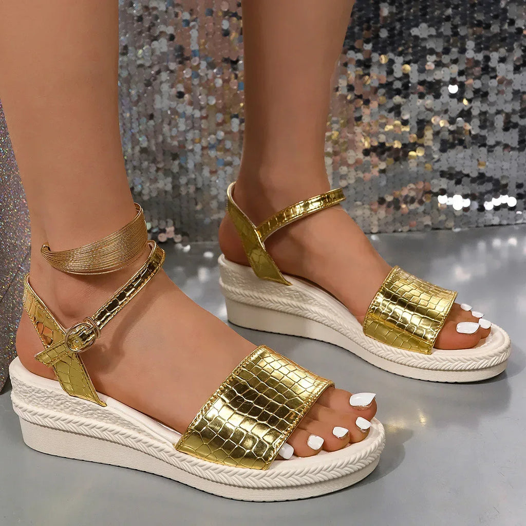 Shiny Thick Sandals - Viexta