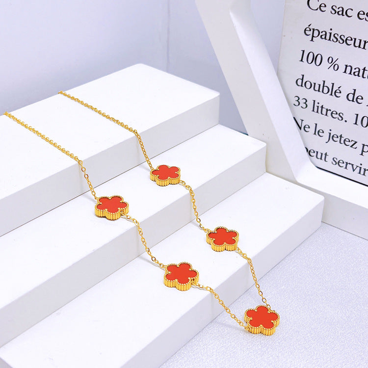 Five-leaf Flower Necklace Set