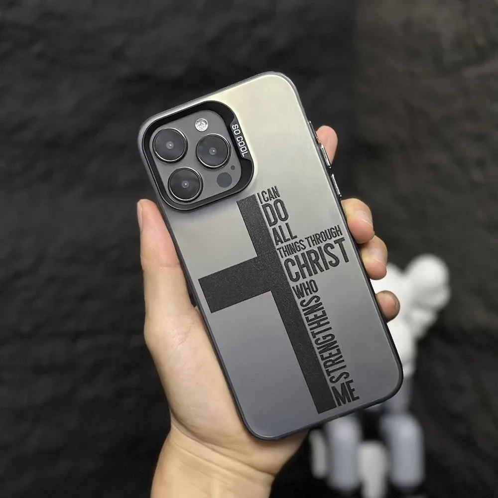 Cross English Color Silver Drop-resistant iPhone Case - Viexta