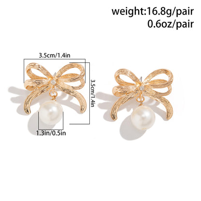 Bow Pearl Stud Earrings