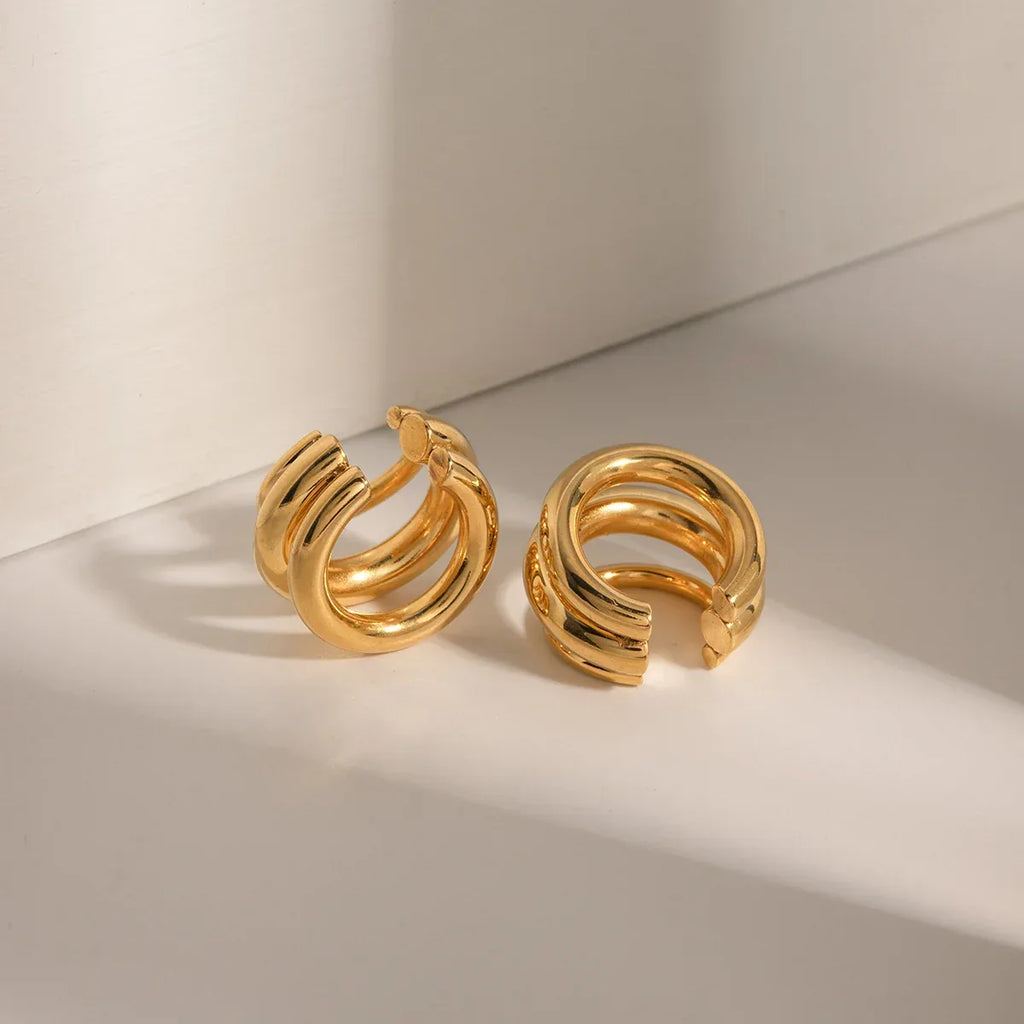 18K Stainless Steel Three-layer Ear Clip - Viexta