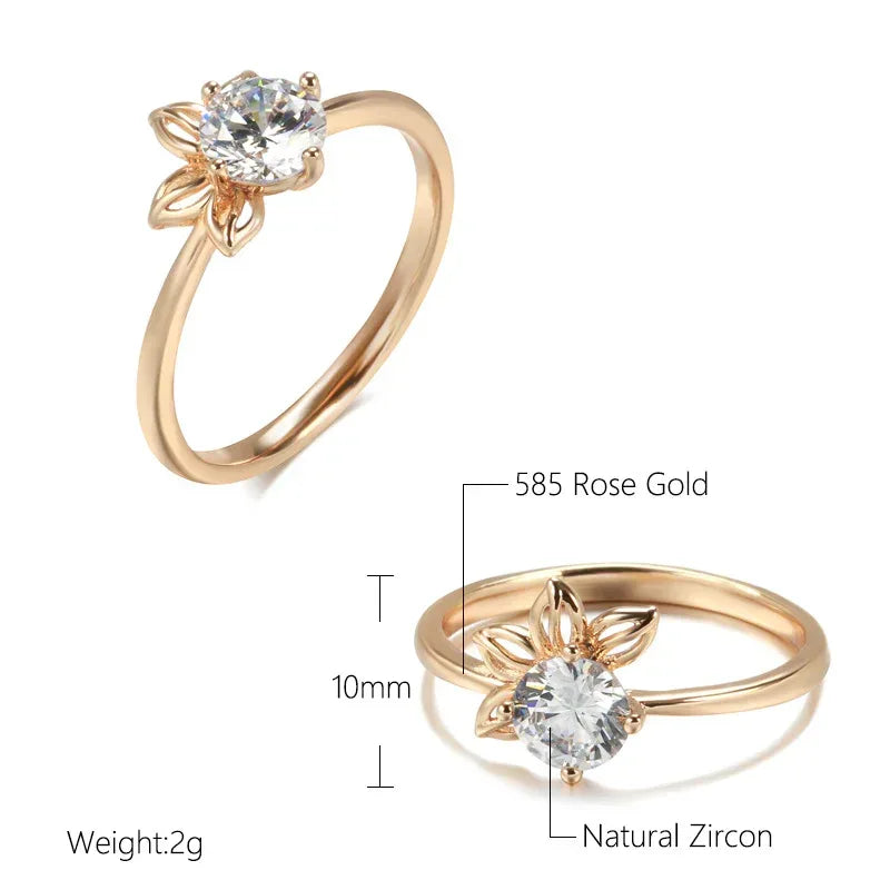 Rose Gold Petal Ring For Women - Viexta