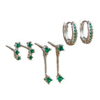 Women's Inlaid Zircon 18K Gold 6-piece Set Trendy Earrings